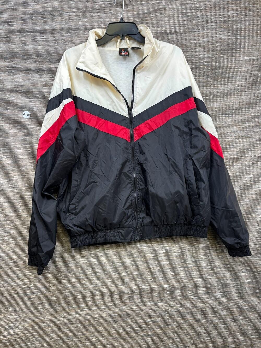 Vintage USA Olympic Team Jacket Mens L Black Red Full Zip Made In Taiwan Warm Up